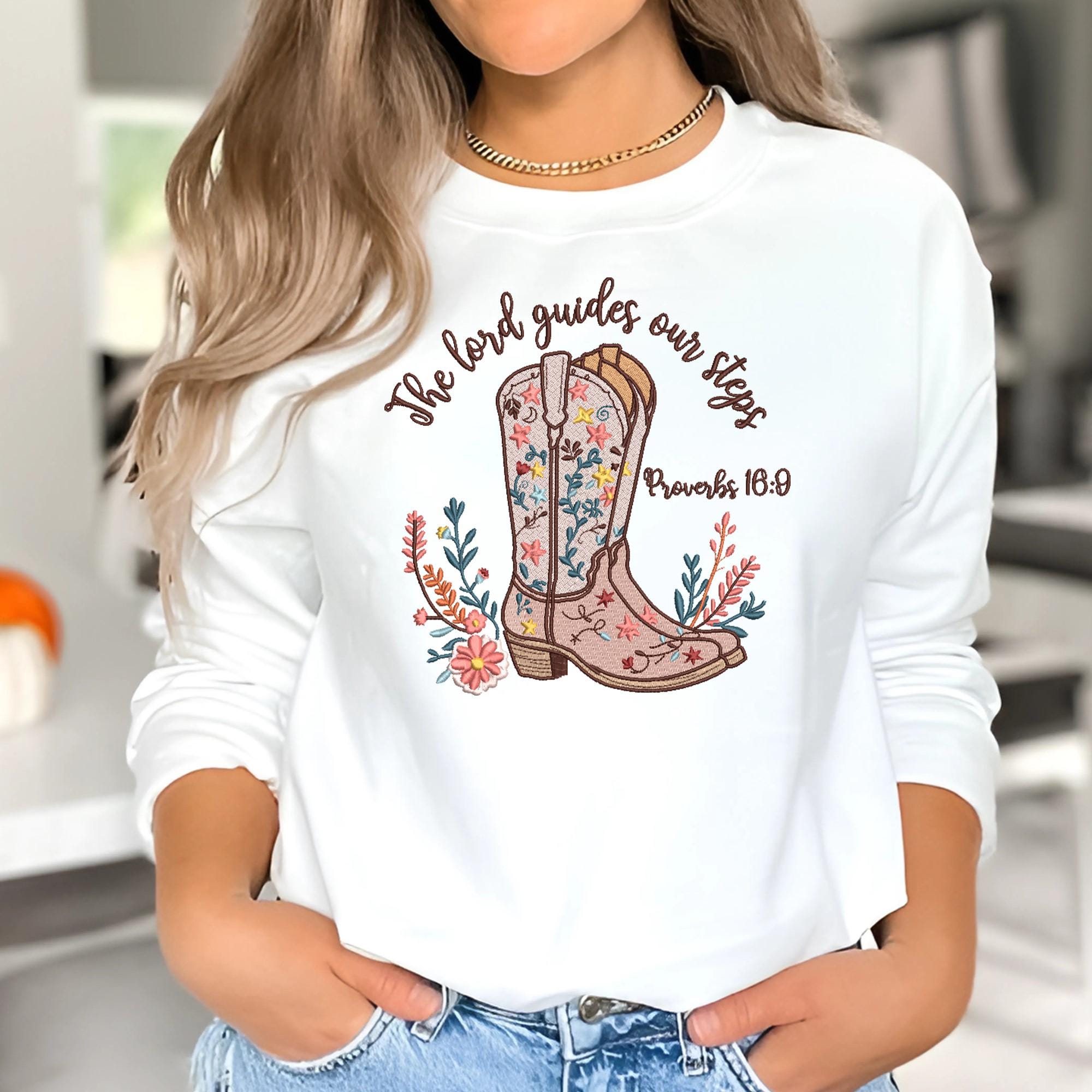 Western Christian Embroidery Design Bible Verse Cowgirl Boots