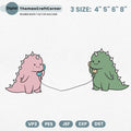Dinosaur Couple Embroidery Design Romantic Machine