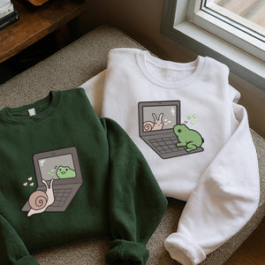 Snail Frog Laptop Embroidery Design Pattern