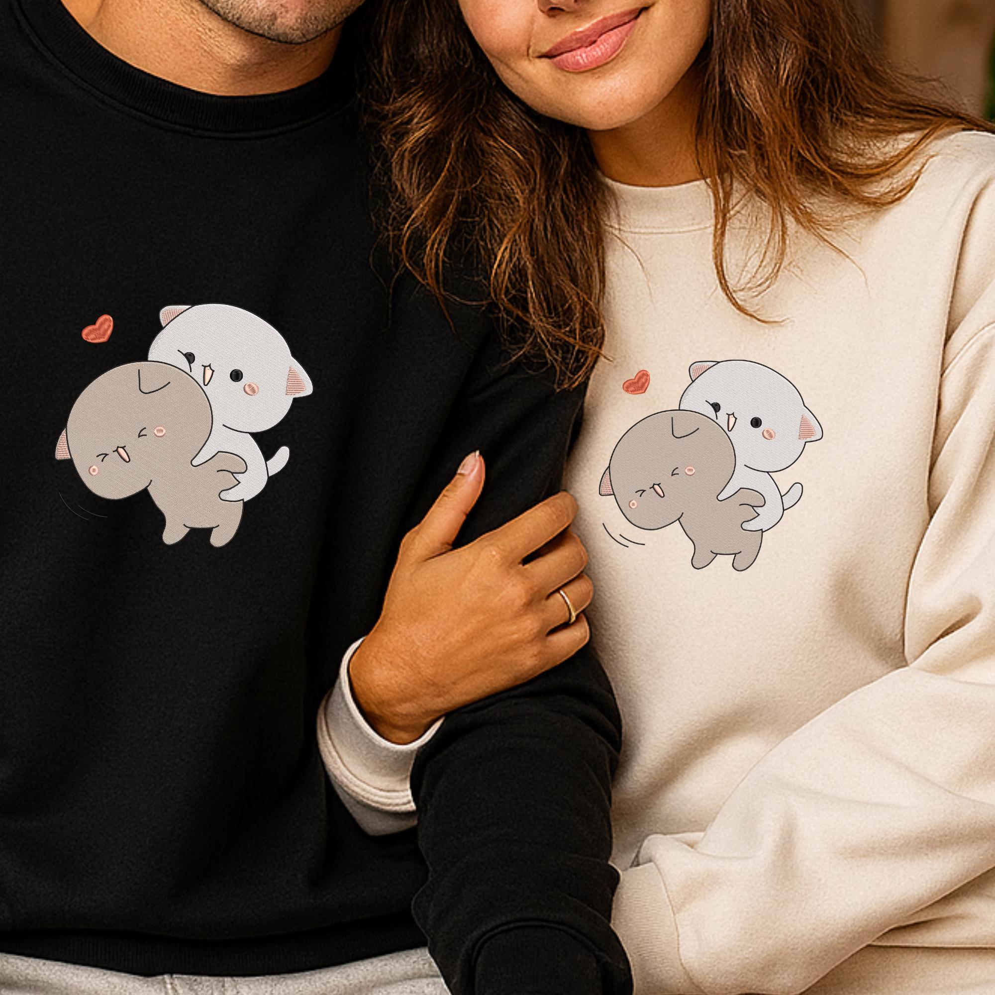Kawaii Cat Couple Embroidery Pattern Machine File