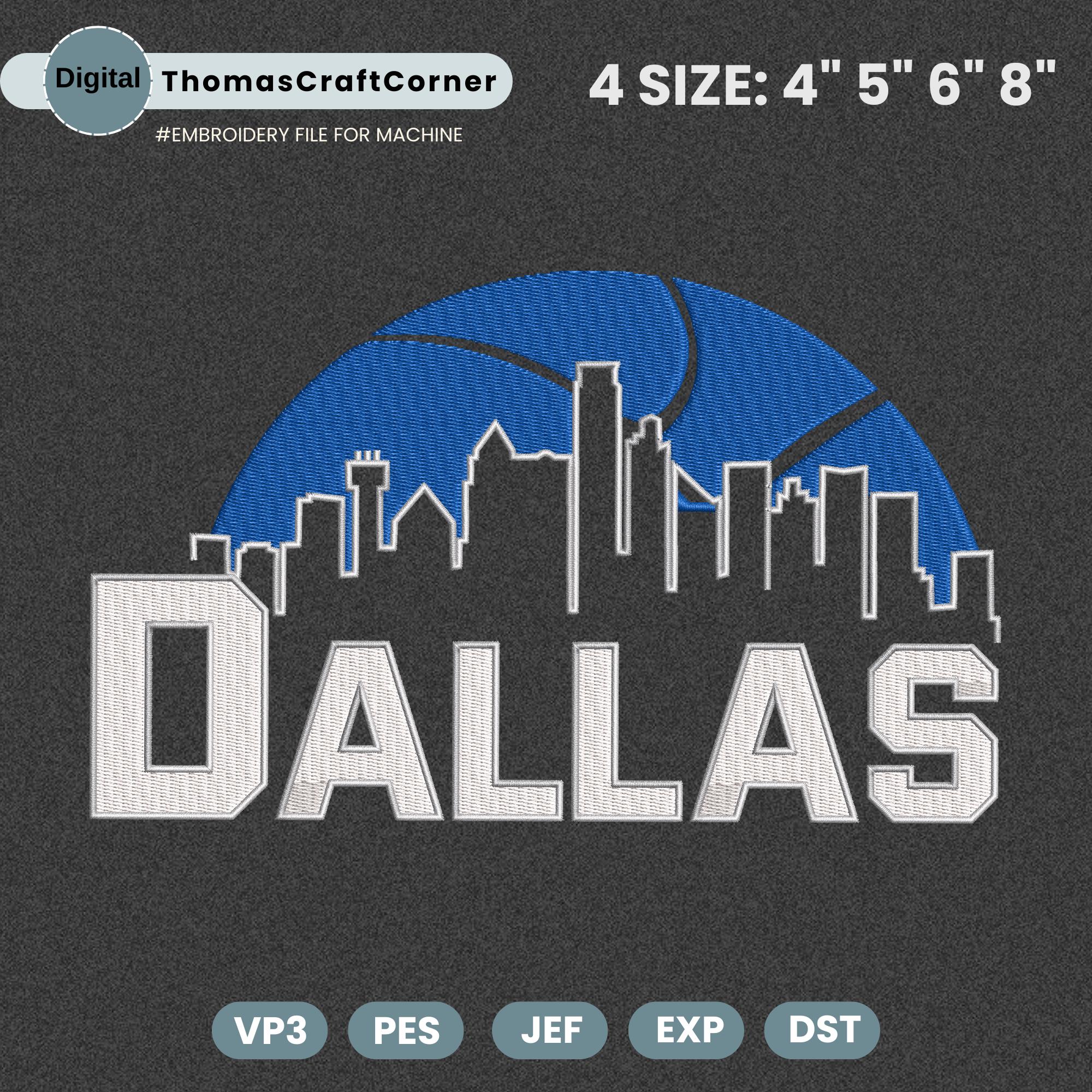Dallas Basketball Embroidery Design Team Machine File