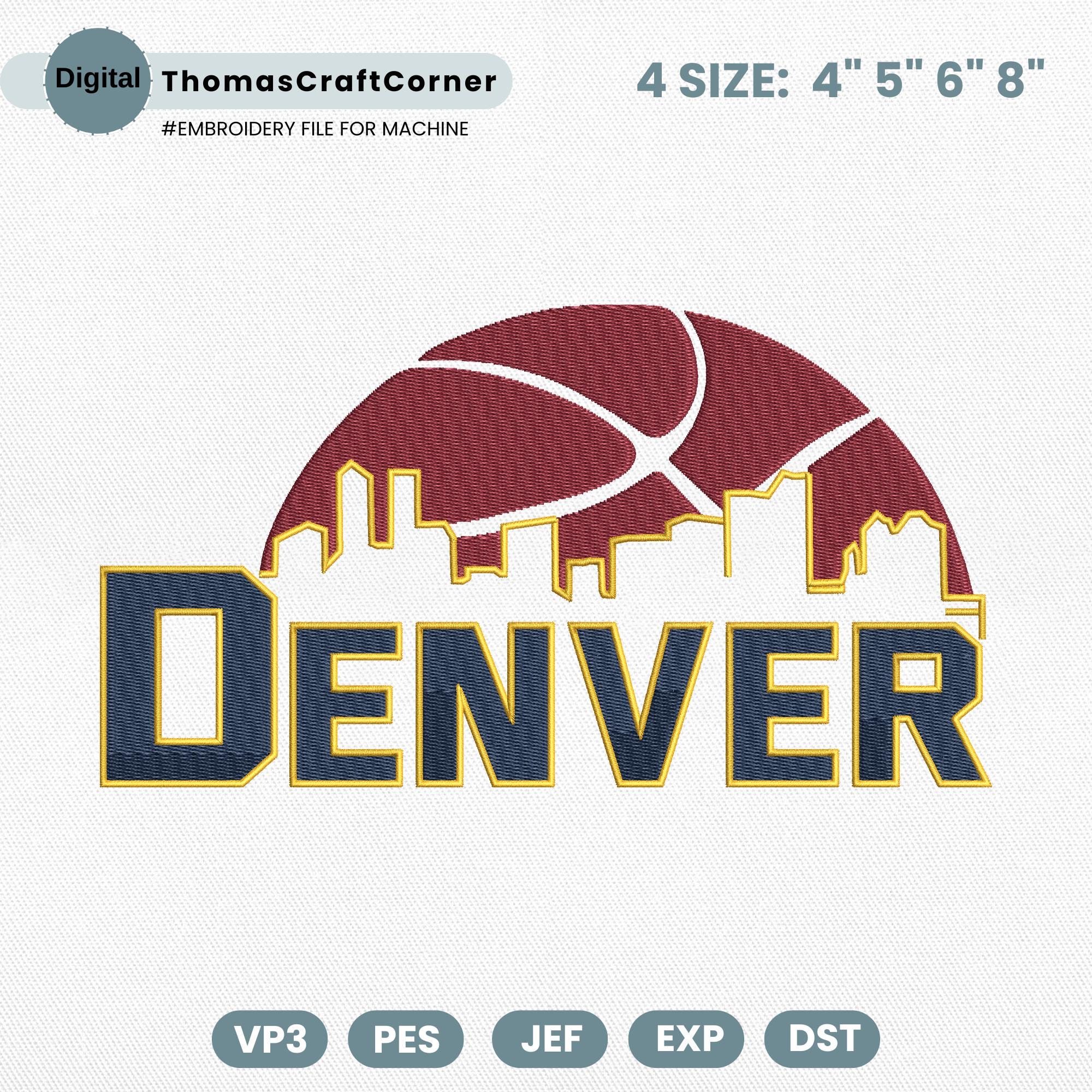 Denver Basketball Embroidery Design Team Machine File