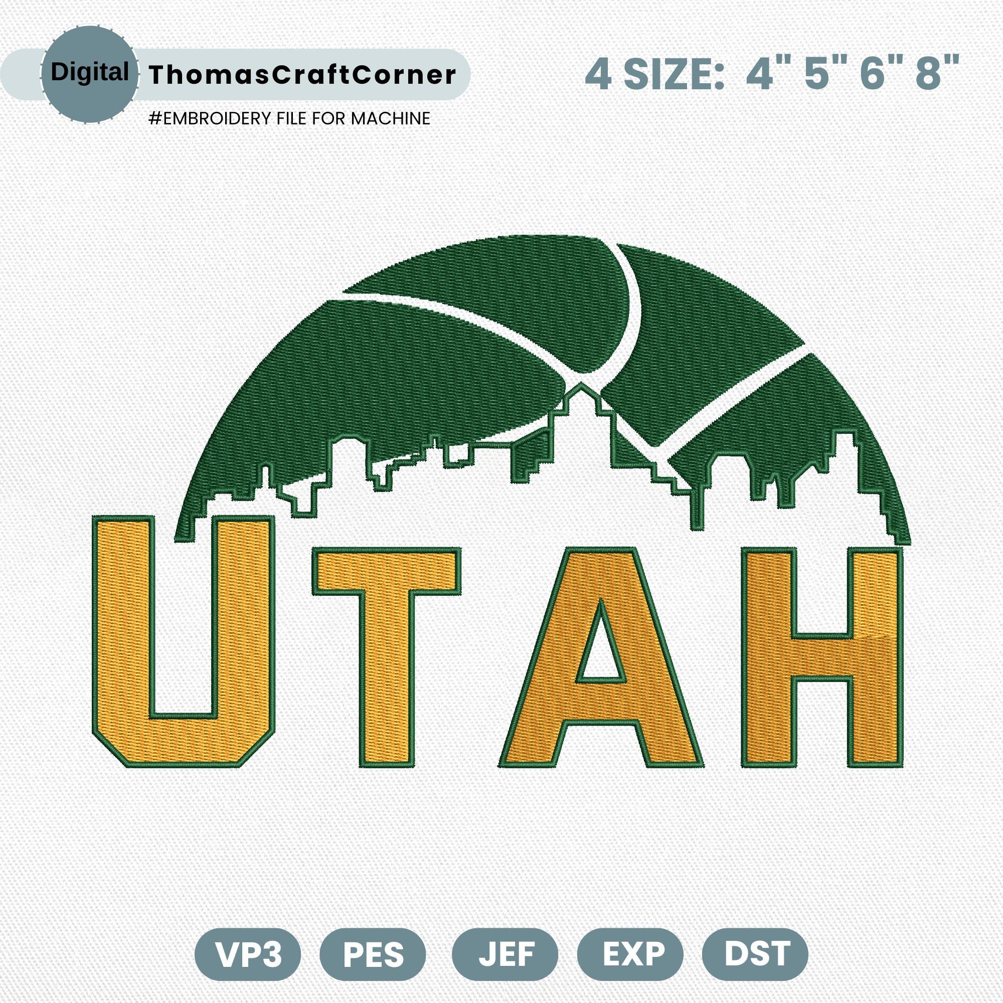 Utah Basketball Embroidery Design Team Machine File