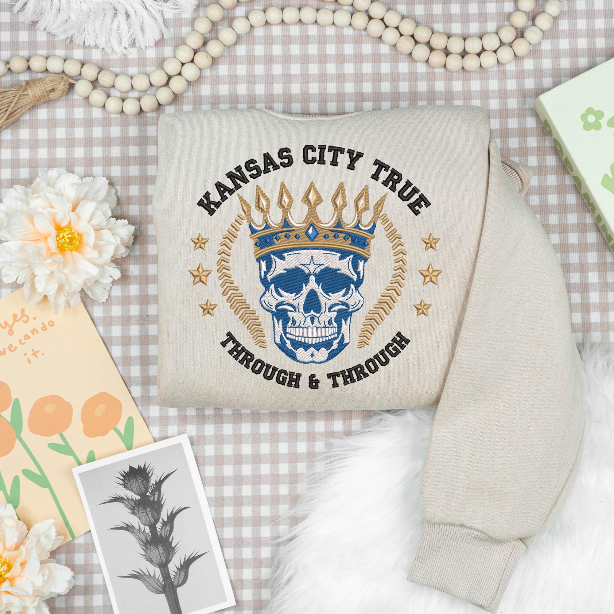 Kansas City Baseball Embroidery Design Skull Machine