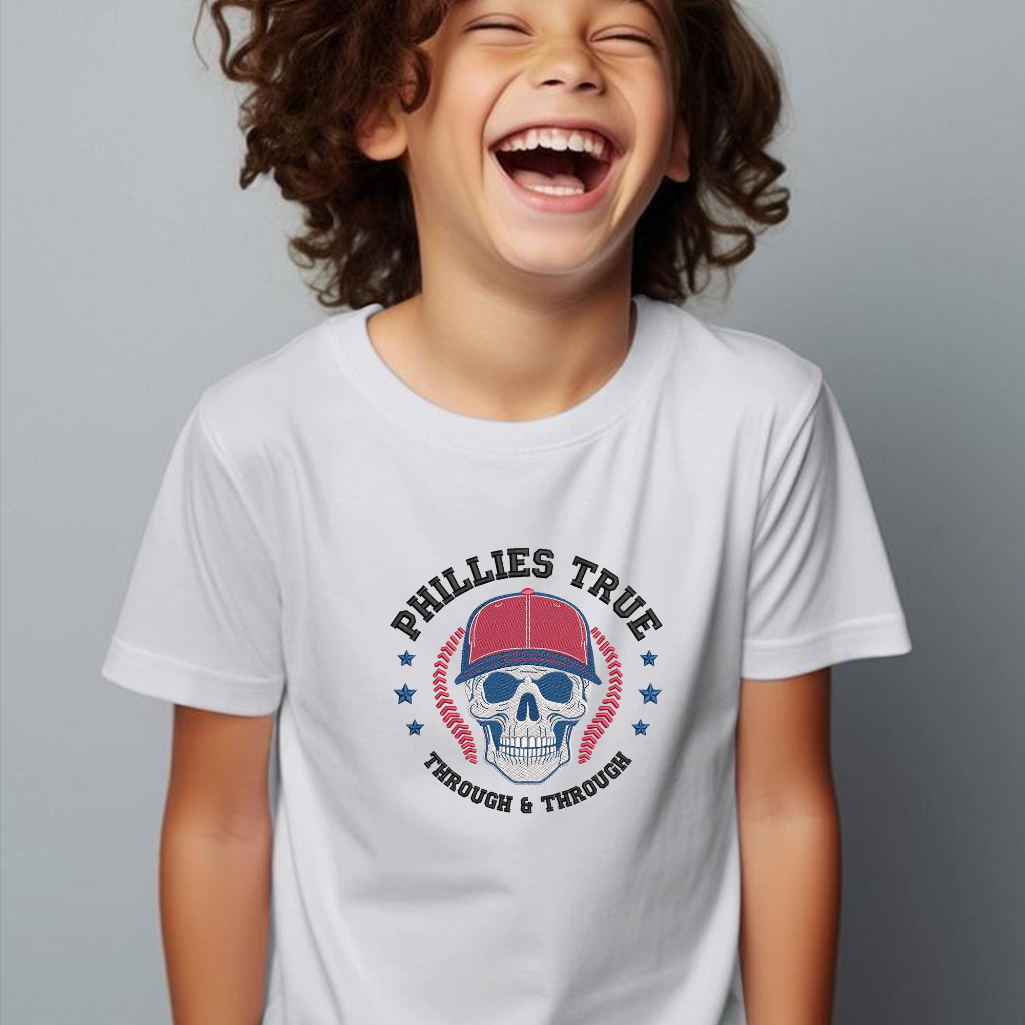 Philadelphia Baseball Embroidery Design Skull Sports Machine
