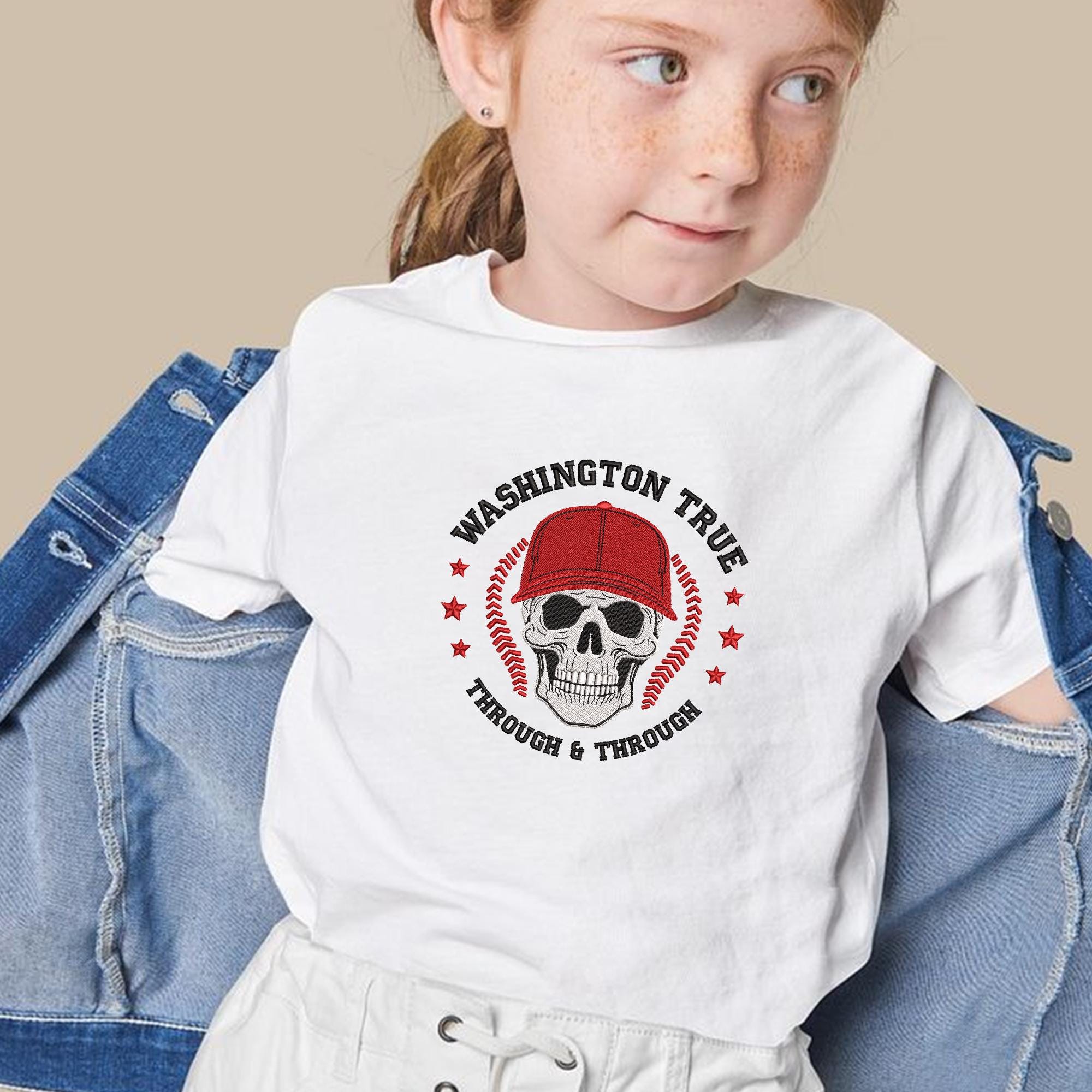 Washington Baseball Embroidery Design Skull Sports