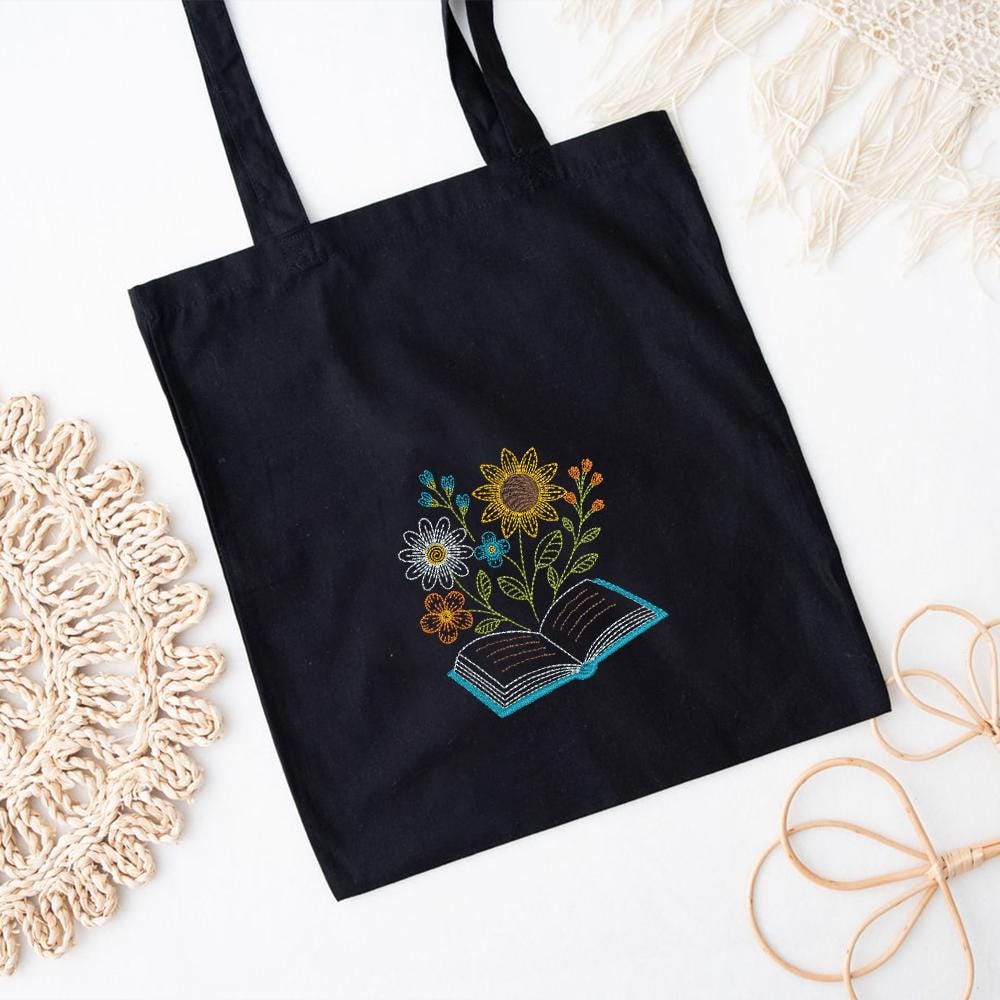 Books Flowers Embroidery Design PES DST JEF