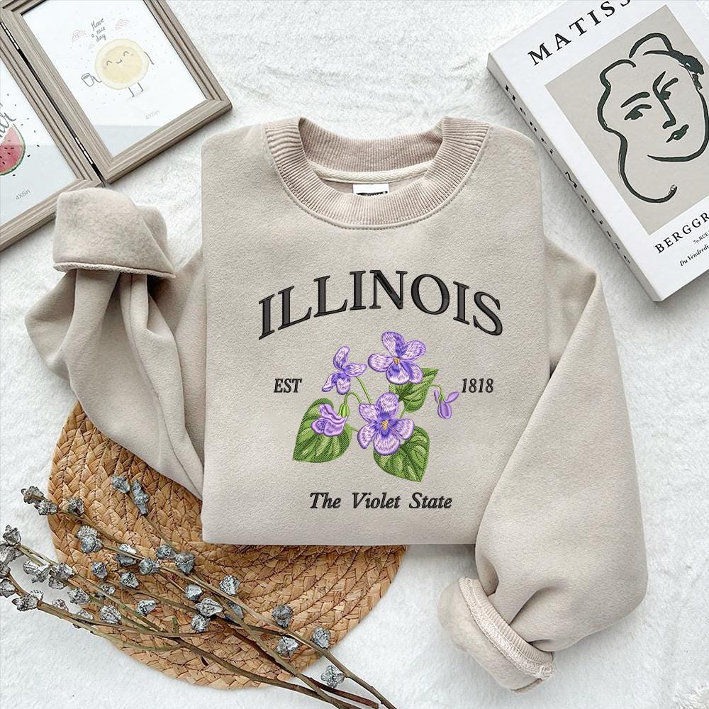 Illinois Flower State Violet Embroidery Design File
