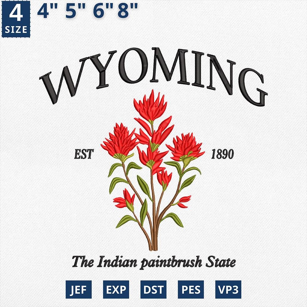 Wyoming Flower Indian Paintbrush Embroidery Design
