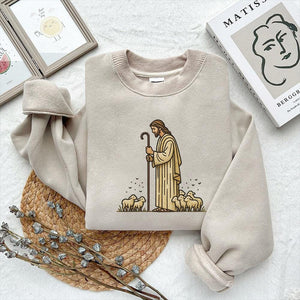 God with Sheep Embroidery Pattern - PES DST EXP JEF VP3 - ThredViora