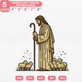 God with Sheep Embroidery Pattern - PES DST EXP JEF VP3 - ThredViora