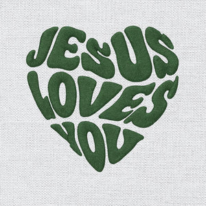 Jesus Loves You Heart Embroidery Pattern PES DST JEF VP3 - ThredViora