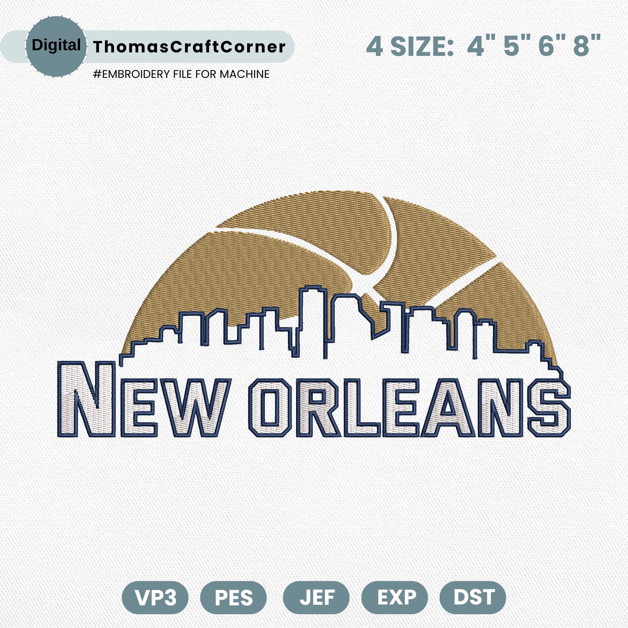 New Orleans Basketball Embroidery Design Team File