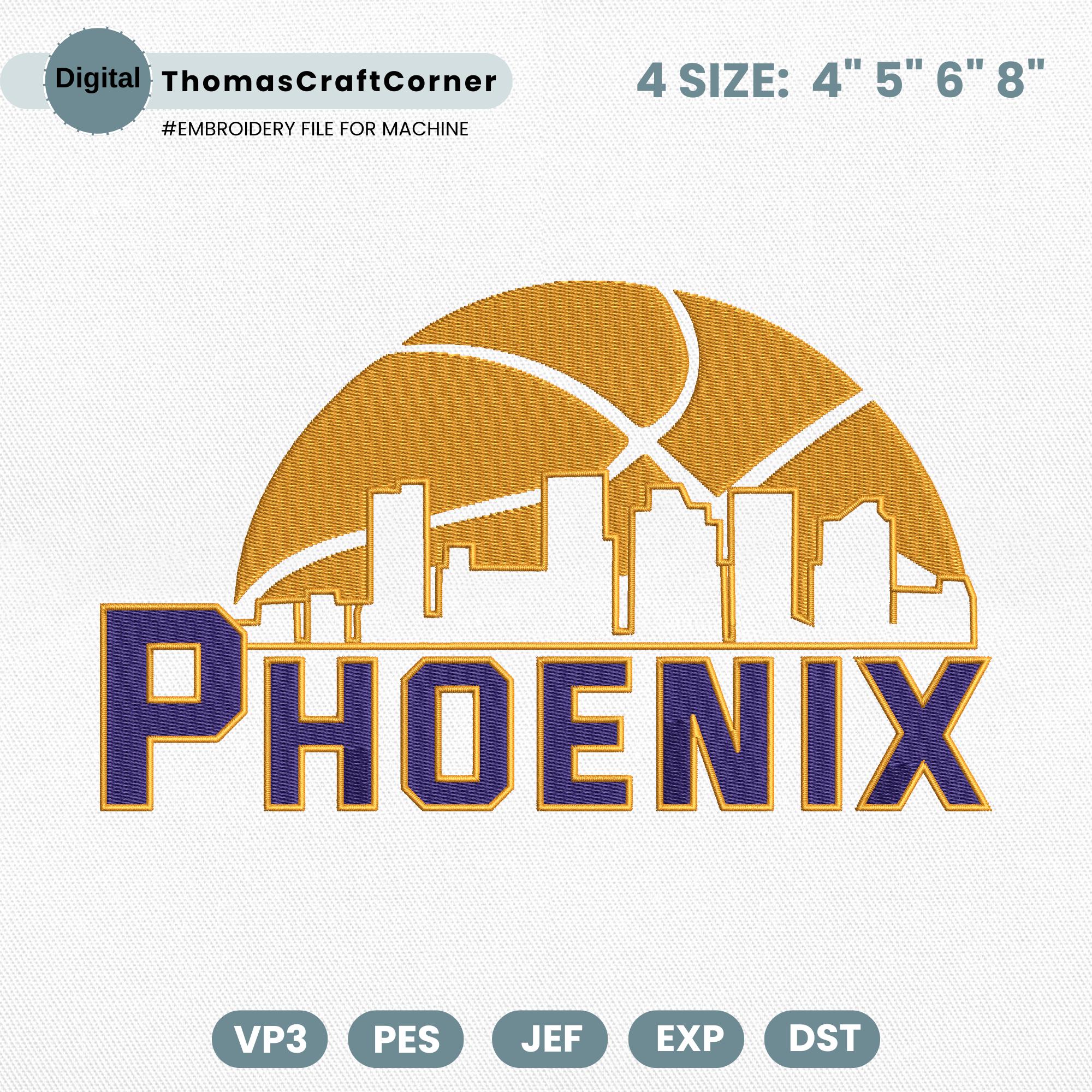 Phoenix Basketball Embroidery Design Team Machine File