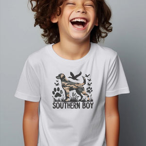 Southern Boy Embroidery Design Hunting Dog Camouflage Duck