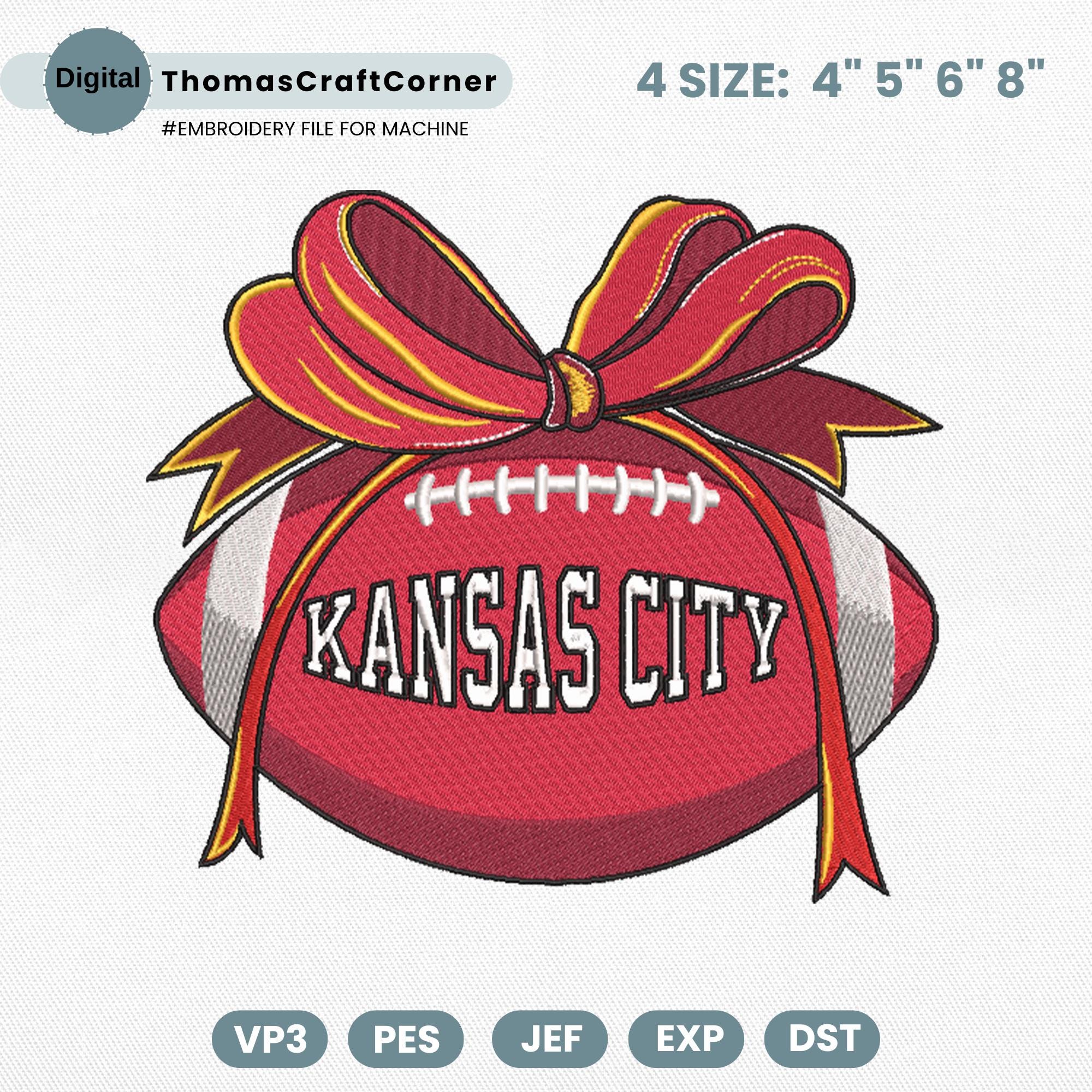 Kansas City Football Embroidery Design Sports Logo Machine File