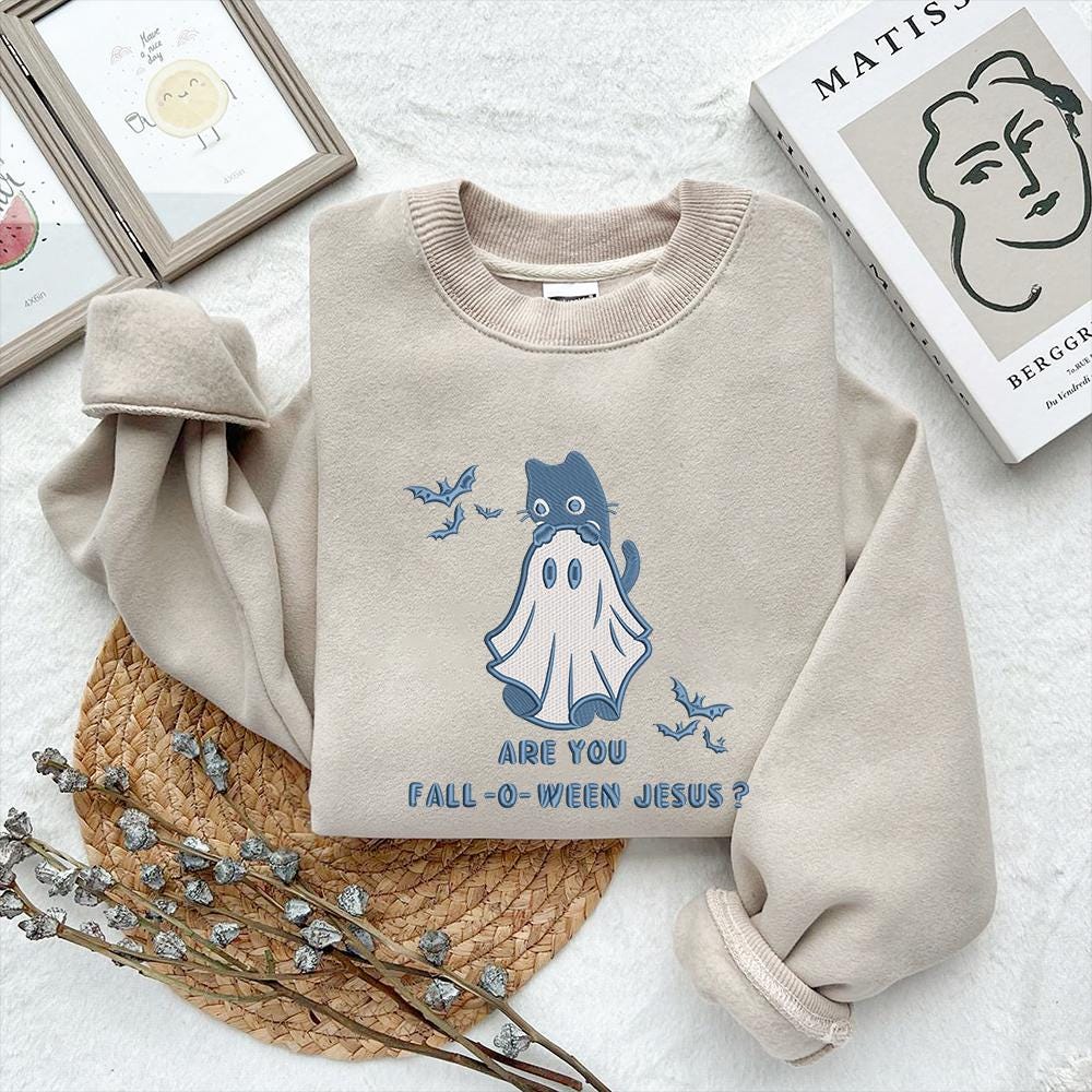 Cute Cat Ghost Embroidery Design - PES DST EXP JEF VP3 - ThredViora