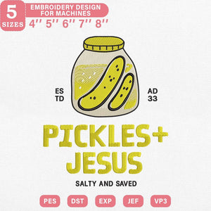 Pickles & Jesus Embroidery Pattern - PES DST JEF VP3 Files - ThredViora